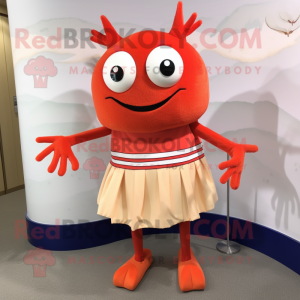 nan Crab Cakes mascot costume character dressed with a Pencil Skirt and Brooches