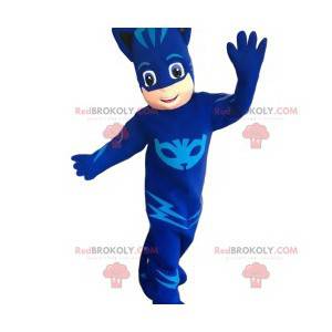 Mascotte de petit héros en lionceau bleu - Redbrokoly.com