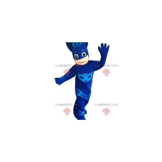 Mascotte de petit héros en lionceau bleu - Redbrokoly.com