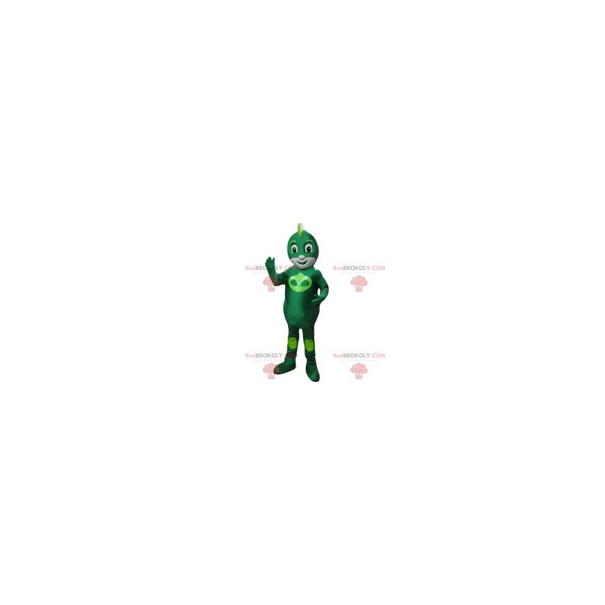 Kleine held mascotte in groene alien - Redbrokoly.com