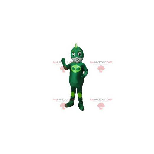 Mascot little hero in green alien - Redbrokoly.com