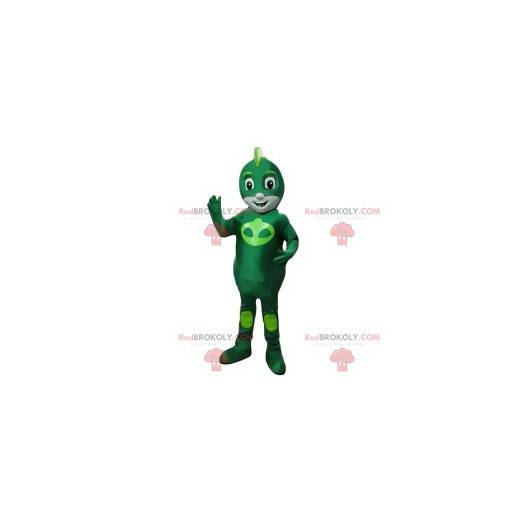 Pequeno herói mascote em alienígena verde - Redbrokoly.com