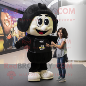 Black Champagne mascot costume character dressed with a Mom Jeans and Backpacks