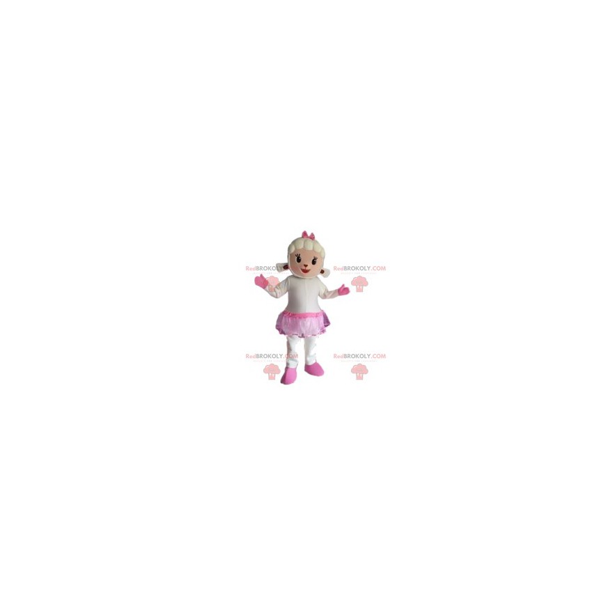 Sheep mascot with a skirt and a pink bow - Redbrokoly.com
