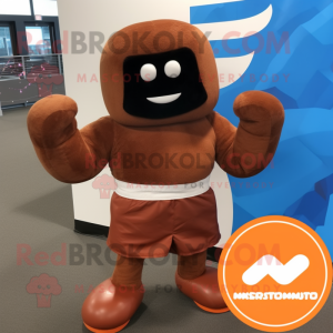 Rust Boxing Glove mascot costume character dressed with a Joggers and Wraps