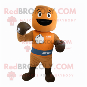 Rust Boxing Glove mascot costume character dressed with a Joggers and Wraps