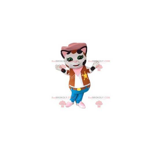 Kattmaskot i sheriffdräkt. Fitta kostym - Redbrokoly.com