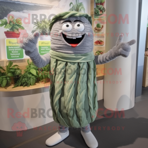 Grå Pesto Pasta maskot...