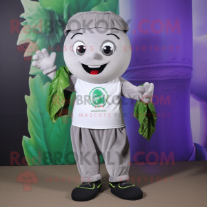 Gray Pesto Pasta mascot costume character dressed with a Bermuda Shorts and Bracelets