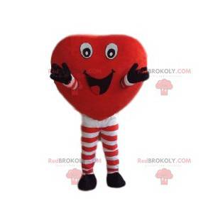 Mascotte de Cœur rouge avec un grand sourire - Redbrokoly.com