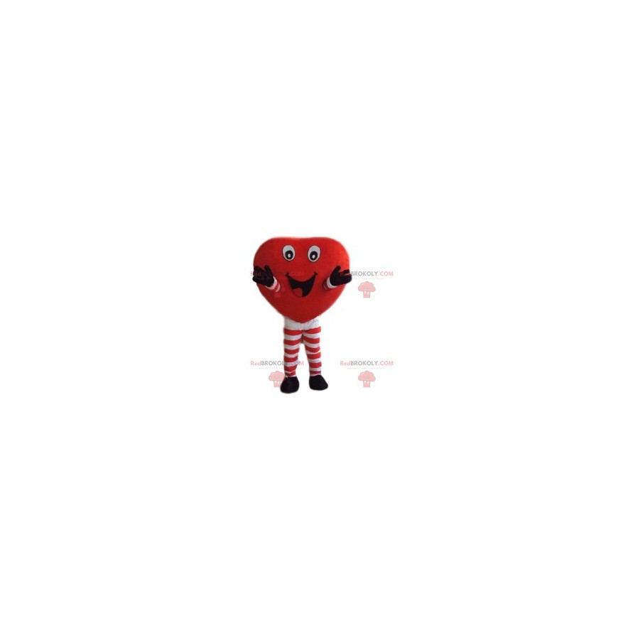 Mascotte cuore rosso con un grande sorriso - Redbrokoly.com