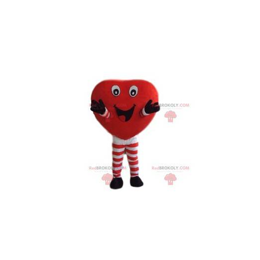 Mascotte cuore rosso con un grande sorriso - Redbrokoly.com