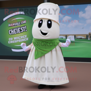 White Celery mascot costume character dressed with a Wrap Skirt and Beanies