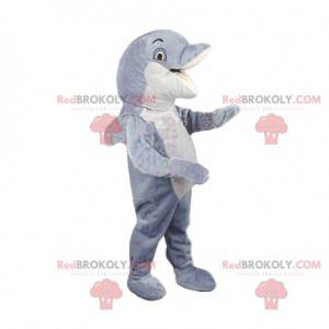 Mascotte de dauphin blanc et gris. Costume de dauphin -