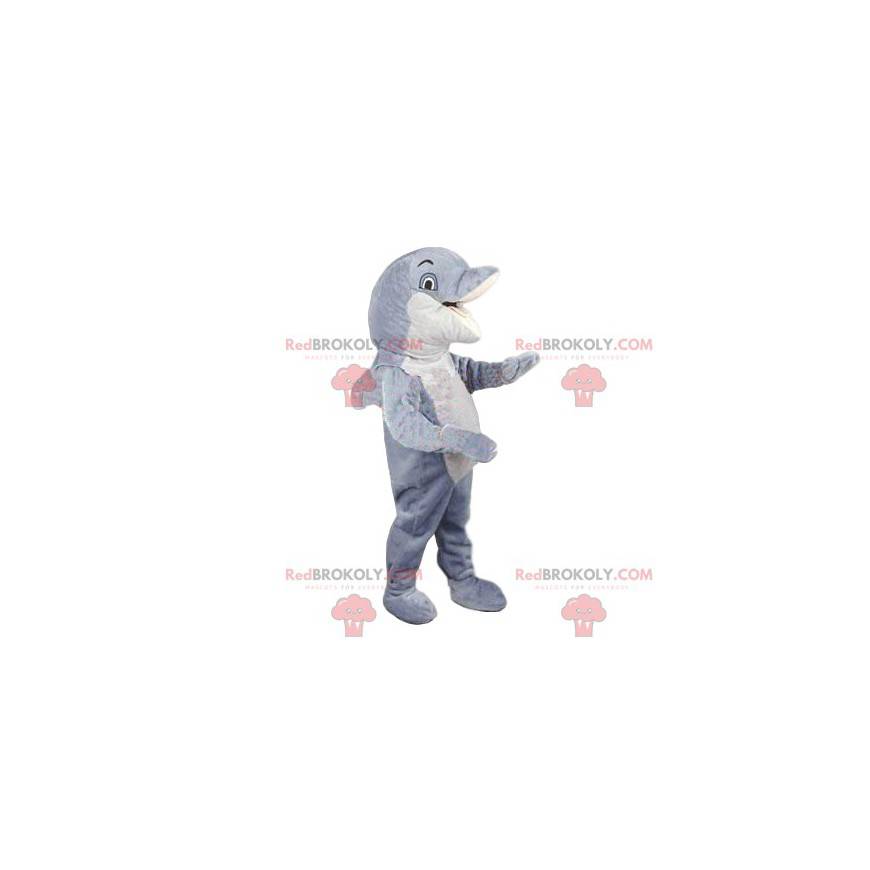 Mascotte delfino bianco e grigio. Costume delfino -