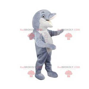 Mascotte de dauphin blanc et gris. Costume de dauphin -