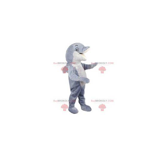 Mascotte delfino bianco e grigio. Costume delfino -