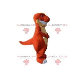 Oranje en gele dinosaurus mascotte. Dinosaurus kostuum -