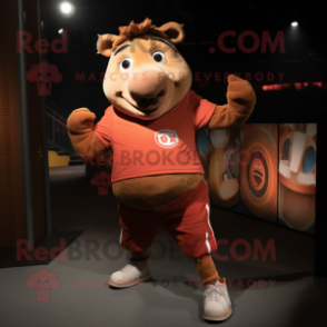 Rust Sow mascot costume character dressed with a Joggers and Anklets