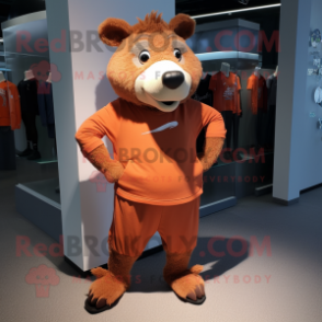 Rust Sow mascot costume character dressed with a Joggers and Anklets