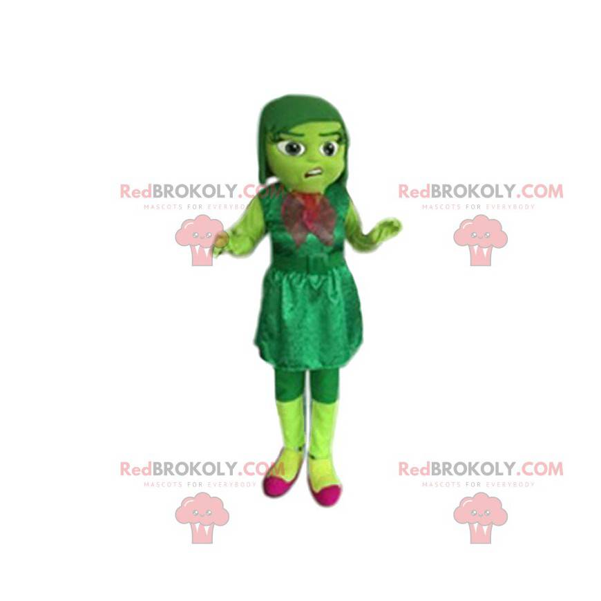 Mascotte bambina verde con un vestito di velluto. -