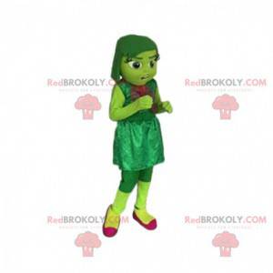 Mascotte bambina verde con un vestito di velluto. -