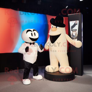 Cream Boxing Glove mascot costume character dressed with a Tuxedo and Watches