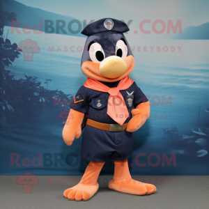 Peach Navy Seal mascot costume character dressed with a Graphic Tee and Bow ties