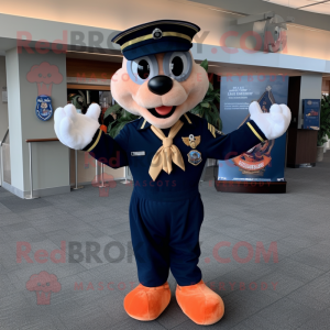 Peach Navy Seal mascot costume character dressed with a Graphic Tee and Bow ties