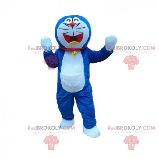 Mascotte gatto blu e bianco. Costume da gatto - Redbrokoly.com