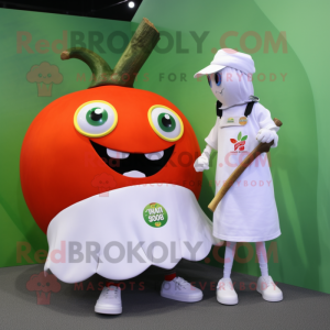 Hvit tomatmaskot drakt...