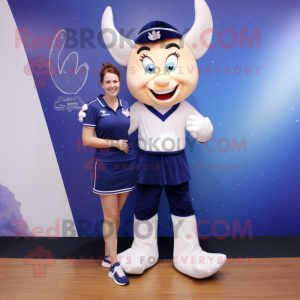 Navy Tooth Fairy mascot costume character dressed with a Polo Shirt and Shoe laces