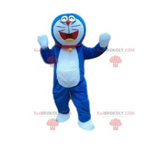 Mascotte de chat bleu et blanc. Costume de chat - Redbrokoly.com