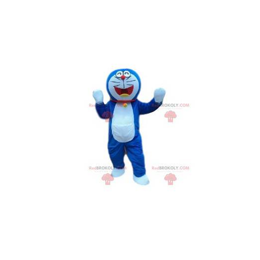 Blauwe en witte kat mascotte. Kat kostuum - Redbrokoly.com