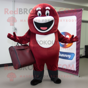 Maroon Donut maskot-kostym...