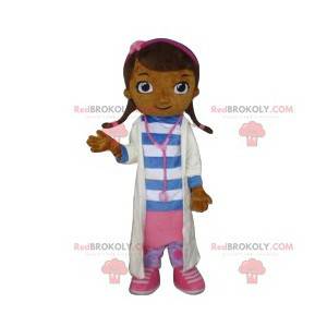 Lille pige maskot klædt ud som en læge. - Redbrokoly.com