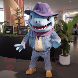 Lavendel Shark maskot drakt...