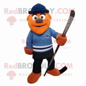 Rust Ice Hockey Stick mascot costume character dressed with a Dress Pants and Berets
