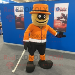 Rust Ice Hockey Stick mascot costume character dressed with a Dress Pants and Berets