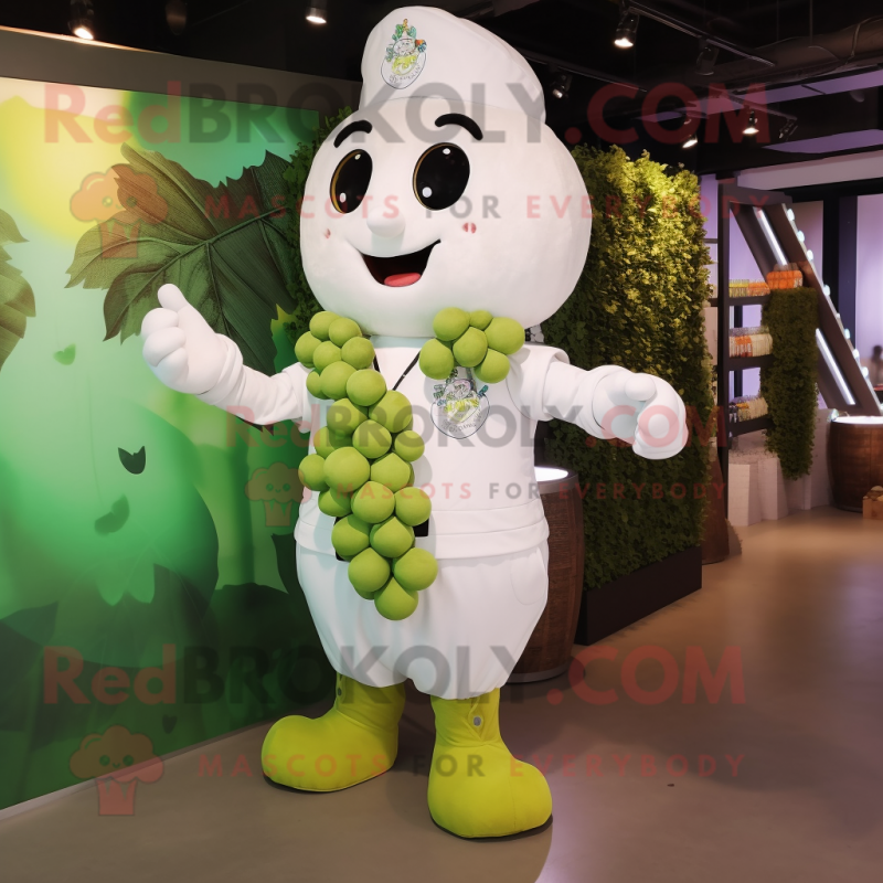 White Grape mascot costume character dressed with a Romper and Keychains White Grape mascot costume character dressed with a Romper and Keychains