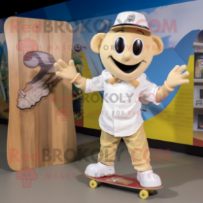 Cream Skateboard mascot costume character dressed with a Bootcut Jeans and Hairpins