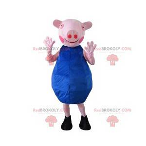 Semina la masotte con un vestito blu. Costume da scrofa -