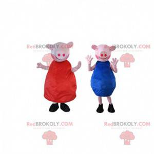 Semina la masotte con un vestito blu. Costume da scrofa -