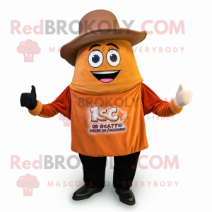 Rust Enchiladas mascot costume character dressed with a Polo Tee and Hat pins