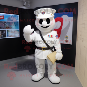 White American Soldier mascot costume character dressed with a Polo Tee and Brooches