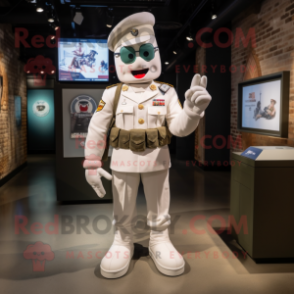 White American Soldier mascot costume character dressed with a Polo Tee and Brooches