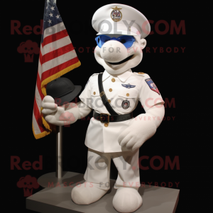 White American Soldier mascot costume character dressed with a Polo Tee and Brooches