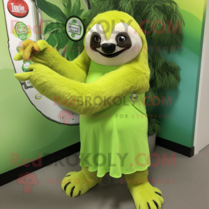 Lime Green Sloth mascotte...