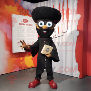 Black Love Letter mascot costume character dressed with a Flare Jeans and Wraps