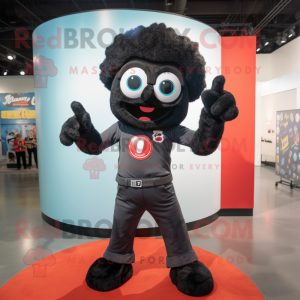 Black Love Letter mascot costume character dressed with a Flare Jeans and Wraps